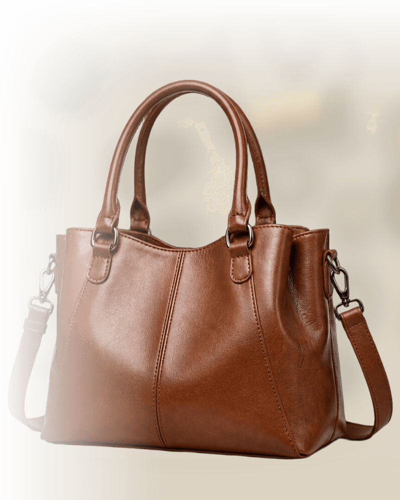 Blur Background: brown leather handbag with a softened background