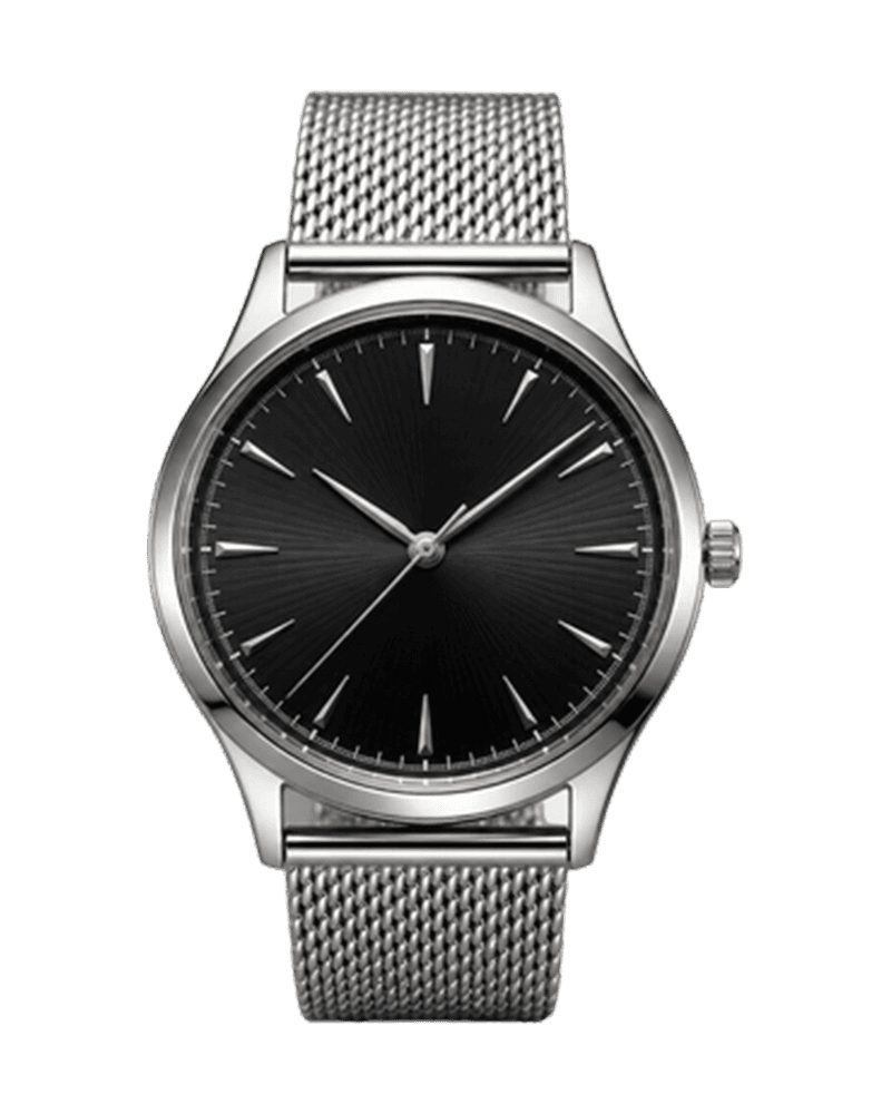 Enhance & Upscale: silver mesh-strap watch, enhanced